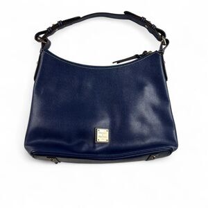 Dooney & Bourke Blue Leather Shoulder Bag Gold Hardware Hobo Handbag